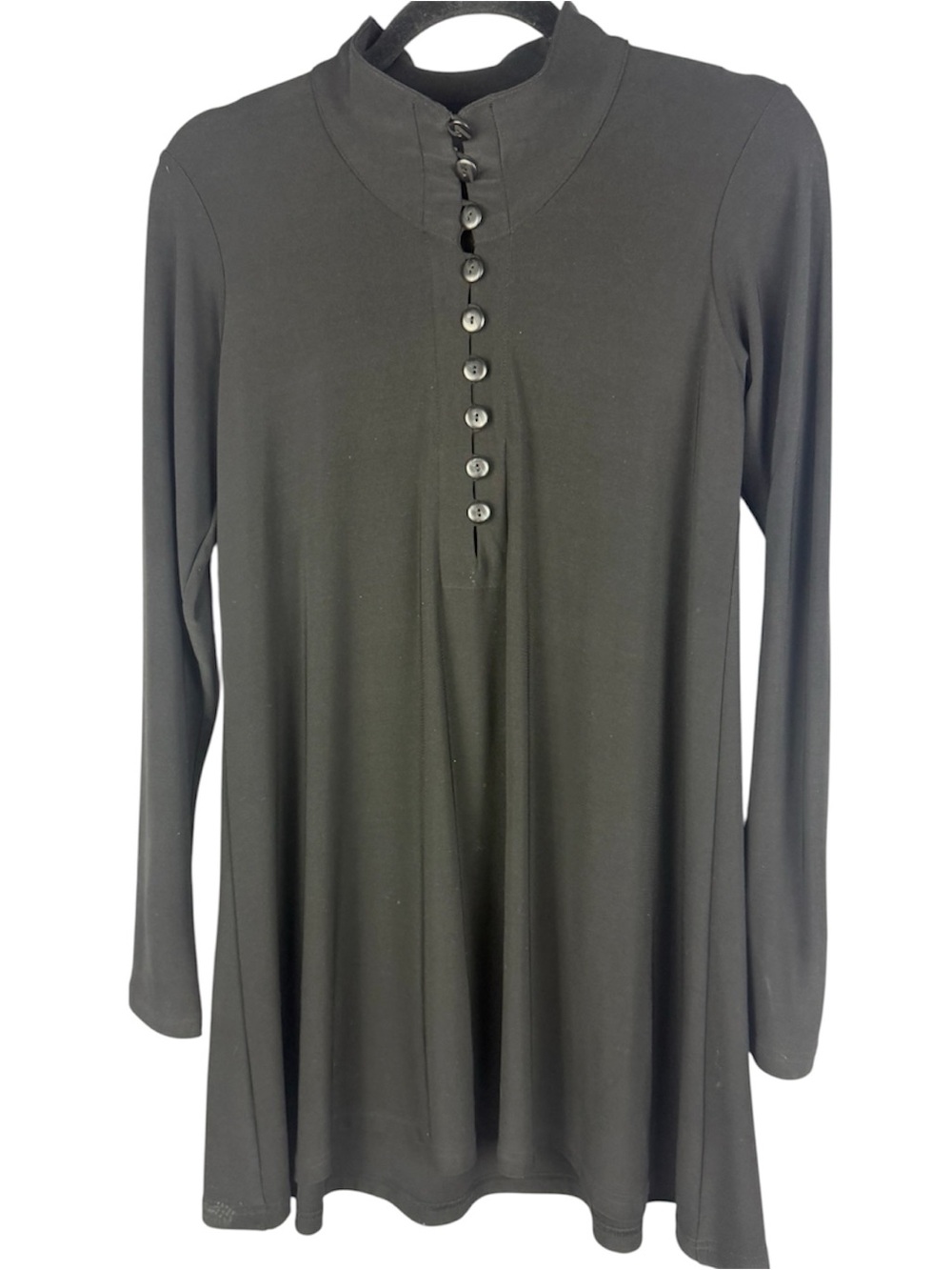 Sympli Canada Black Button Front Mock Neck Long Sleeve Tunic Top Size 4